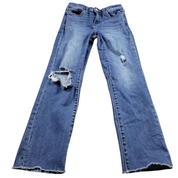 Vervet Jeans Womens 27 Constance Mid Rise Distressed Ankle Denim Rip Leg - Picture 1 of 7